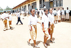 O Level candidates walk out of the examination room after the first session. The New Times/John Mbanda.