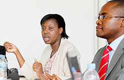 Deputy Director General of Rwanda Biomedical Center, Dr Anita Asiimwe together with Landry Isague from UNICEF. The New Times / Timothy Kisambira.