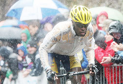 Adrien Niyonshuti climbs St Patrick's Hill on Stage Three of the 2009 Tour of Ireland. The New Times /  File.