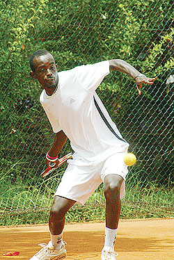 Habiyambere  in action during last yearu2019s East Africa Money Circuit. The Player faces a daunting task in the first round of the ITF Menu2019s Futures this morning. The New Times /  File photo