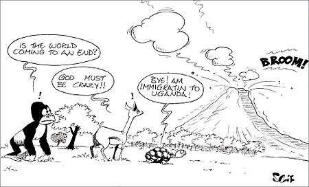 Mount Nyamuragira in the Democratic Republic of Congo, located about 25 km north of Lake Kivu, erupted on Tuesday evening, spewing lava into the neighbouring Virunga National Park. 