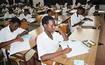Students during an exam. The New Times / File.