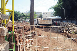 A truck ready to ferry rubble from the ORINFOR site in the city centre. The public broadcaster has relocated some of its departments to another location. The New Times / J. Mbanda.