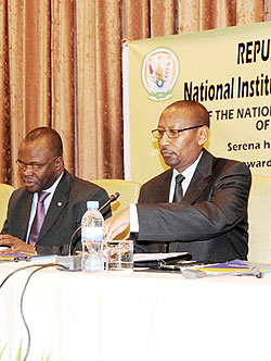 Both UNDPu2019s Agbenonci (left) and minister Rwangombwa say the report ignores recent developments in the country. The New Times / File.