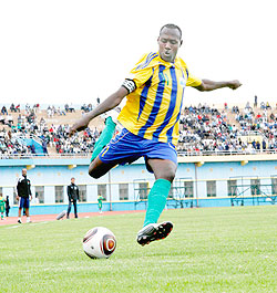 Olivier Karekezi scored Rwandau2019s opener yesterday. The New Times / T. Kisambira.