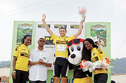 Kiel Reijnen celebrates after being crowned Tour of Rwanda champion. The New Times / O. Arinaitwe