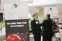 Participants at the ATF discussing the forum in Addis Ababa. Courtesy photo