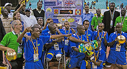CHAMPIONS: The national sitting volleyball team pose for a photo shortly after qualifying for next year's Paralympic Games in London. The New Times / O. Arinaitwe.