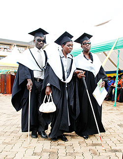 Persons with disabilities were some of the graduands at KIE yesterday. The New Times / Timothy Kisambira.