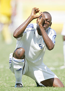 Meddie Kagere scored on the 84th minute to help Rwanda reach the semi-final of the 2011 CECAFA Tusker Challenge Cup. The New Times / File.