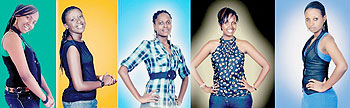 L-R: Liliane Umutoniwase, Christina Uwingabare, Sharon Cyantengwa, Daniella Rusamaza and Ariane Nayituliki who are the five contestants of ISAE beauty pageant.
