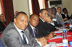 Participants watch a documentary at the launch of the Global Corruption Barometer yesterday. The New Times/John Mbanda.