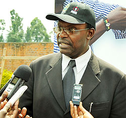 Trade and Industry Minister Francois Kanimba speaks at the launch of the Hanga Umurimo campaign in Musanze District yesterday.