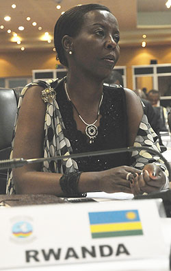 Minister Louise Mushikiwabo at the ICLGR meeting in Kampala.