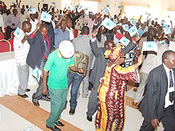 Members of the transporters' federation celebrate after it's launch yesterday. The New Times / Courtesy.