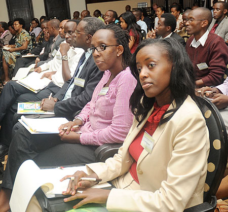 Members of the Diaspora at yesterday's meeting. The New Times / J. Mbanda