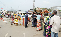 The local traders transact business along the Rwanda - DRC border in Rubavu District. The New Times /J.  Mbanda.
