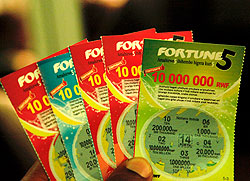 Some of the lottery tickets that customers will scratch to win cash prizes. The New Times /T.Kisambira