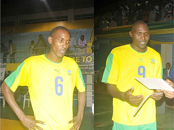 Dusabimana Vincent a.k.a Gasongo (left) and Yakan Guma became the first Rwandan volleyball players to turn professional. The New Times / File.