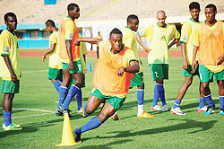 Rwandan Team of Professional Players in  training on Friday. The New Times/ E. Niyonshuti.