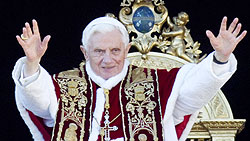 Pope Benedict XVI blesses the faithful during the Urbi et Orbi (to the City and to the World) message in St. Peter's square at the Vatican, Sunday, Dec. 25, 2011. Net Photo