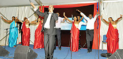 Kizito Mihigo performs with his backup choir. Courtesy photos.