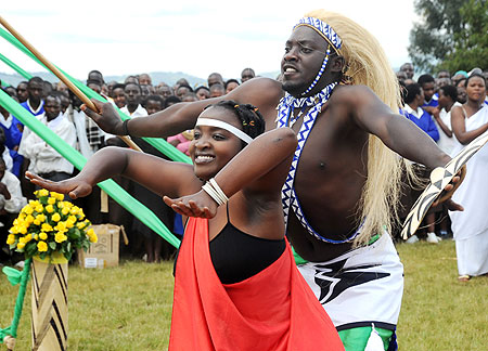 A cultural dancing troupe. Rwandan Youth have been called upon to embrace cultural values. The New Times / J.Mbanda.
