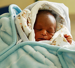 One of the babies who were born on the New Year at Hopital Croix du Sud. The New Times / T. Kisambira.