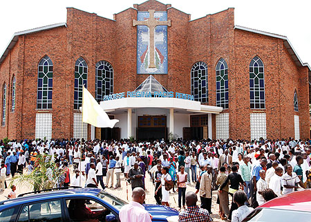 Some of the Christians who  turned up for the New Year prayers  at Paroisse Regina Pacis Remera. 