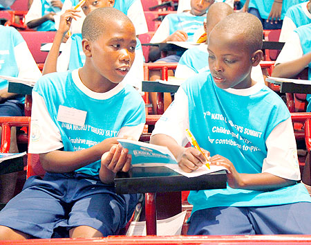 Some of the children attending the 7th Childrenu2019s Summit that opened yesterday. The New Times / T. Kisambira