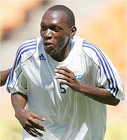 Police's Meddie Kagere celebrates after scoring for Amavubi in last yearu2019s CECAFA tournament. The New Times / File
