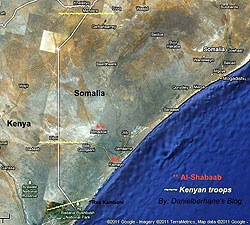 Kenya troops movement and Al-shabaab bases in Southern Somalia. Net photo.