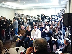 Journalists during yesterday's news conference in Paris about the findings of the Trevidic Inquiry.