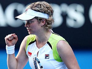 Women's champ Kim Clijsters saw off the threat of Maria Joao Koehler. Net photo. 