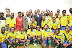 President Kagame met with the U17 national team at Amahoro Stadium on Wednesday during filming for an upcoming documentary that follows the team's journey to the 2011 World Cup in Mexico. The New Times / Village Urugwiro.