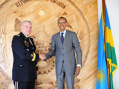 President Kagame yesterday received USAFRICOM Commander, Gen. Carter Ham. The New Times / Village Urugwiro