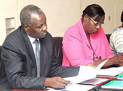 Chairperson of the Parliamentary Standing Committee on Political Affairs, Alfred Rwasa (L), and his deputy Yvonne Uwayisenga The New Times / J. Mbanda