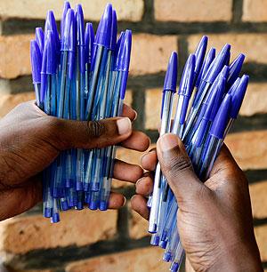 Samples of the fake pens. The New Times / T. Kisambira.