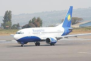 A RwandAir jet ready for take off. The number of new airlines plying the Kigali route  is expected to grow higher this year. The New Times / File.