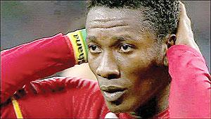Gyan has been criticised for his penalty miss against Zambia. Net photo.