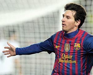 Lionel Messi celebrates after scoring his second goal. Net photo.
