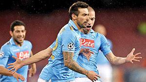 Napoli secured a 3-1 victory at home to Chelsea in the first leg of their Champions League tie, with an Ezequiel Lavezzi brace and an effort from Edinson Cavani. Net photo.