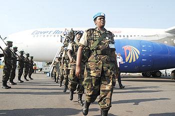 RDF troops return home from a peace keeping mission. The NewTimes / File.