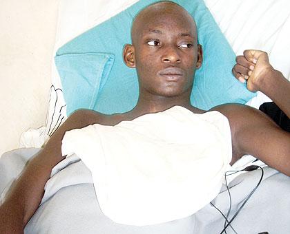 Egide Ntihabose  at Nyanza Hospital before he was attended to over the past few weeks. The New Times / File.