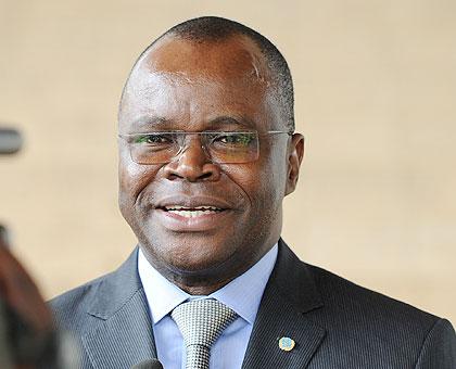 Agbu00e9nonci speaking to reporters yesterday.