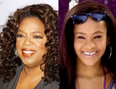 Oprah Winfrey (L) and Whitney Houstonu2019s death, daughter Bobbi Kristina Brown.