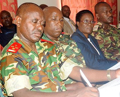 Regional military representatives at the Kigali meeting yesterday. The New Times / John Mbanda.