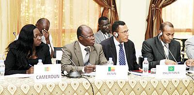 Participants at a meeting of tax administrators in Kigali on Monday. The New Times /  Timothy Kisambira