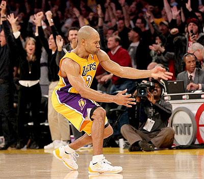 The Lakers have traded Derek Fisher (above) and a first round pick to the Houston Rockets for Jordan Hill. Net photo