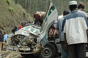 A past accident scene. Most road accidents are blamed on traffic offences. The New Times / File.
